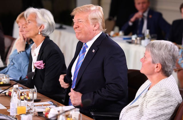 QUEBEC CITY, QC - JUNE 09: US President Donald Trump during the Gender Equality Advisory Council working breakfast on the second day of the G7 Summit on June 9, 2018 in Quebec City, Canada. Canada are hosting the leaders of the UK, Italy, the US, France, Germany and Japan for …