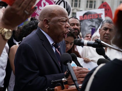 WASHINGTON, DC - JUNE 13: U.S. Rep. John Lewis (D-GA) speaks during a protest June 13, 201