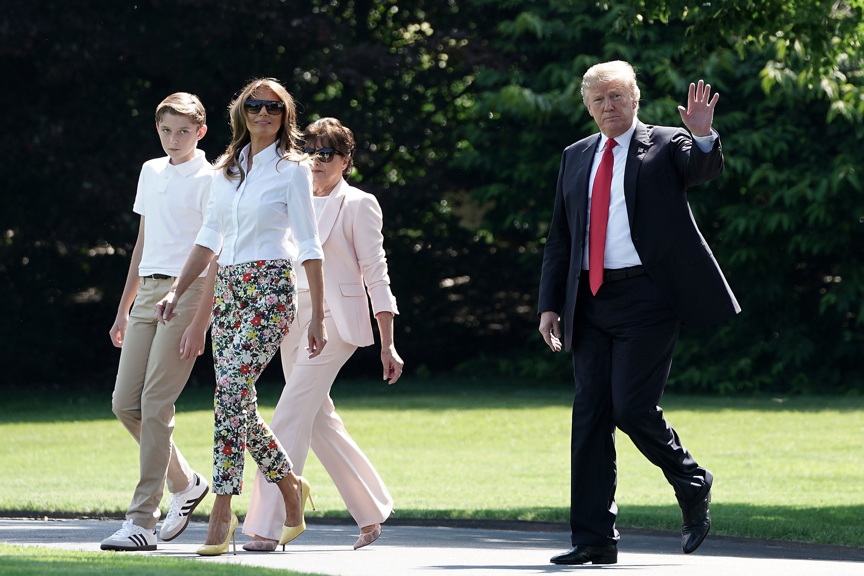 Fashion Notes Melania Trump Struts in Flower Power Pants, Bright