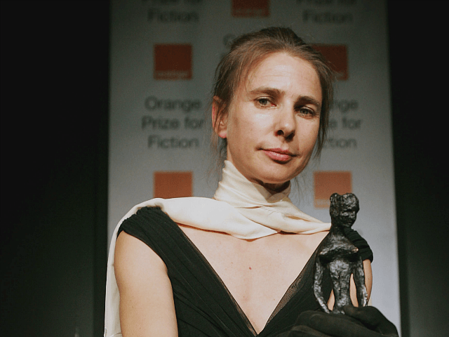 LONDON - JUNE 07: Author Lionel Shriver, writer of We Need To Talk About Kevin, and winner of the Orange Prize For Fiction poses for a photograph after receiving her prize, June 7, 2005 in London. (Photo by Bruno Vincent/Getty Images)