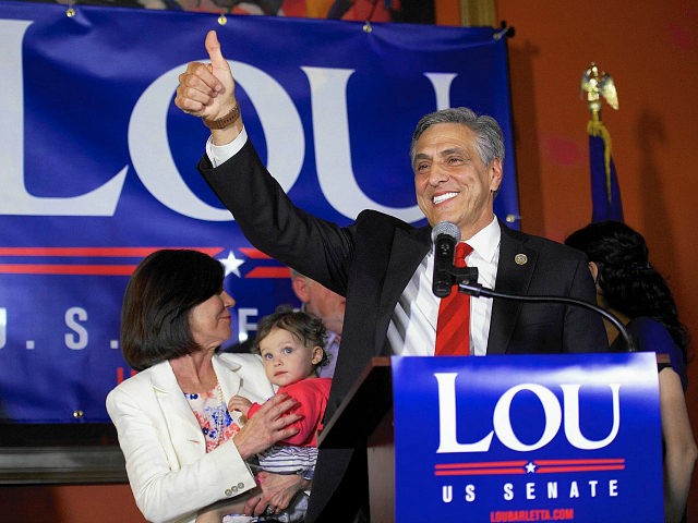 HAZLETON, PA - MAY 15: U.S. Congressman Lou Barletta (R - Pa.) waves to supporters after h