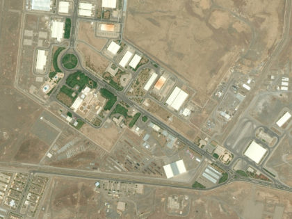 NATANZ FUEL ENRICHMENT FACILITY, IRAN - JULY 26, 2015: DigitalGlobe closeup imagery of the Natanz Fuel Enrichment Plant covering 100,000 square meters that is built 8 meters underground and protected by a concrete wall 2.5 meters thick. Photo DigitalGlobe via Getty Images.