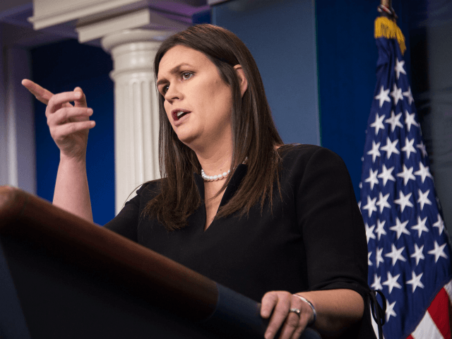White House spokesperson Sarah Huckabee Sanders arrives at the press briefing at the White