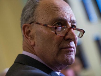 UNITED STATES - JUNE 5: Sen. Minority Leader Charles Schumer, D-N.Y., talks with reporters after the Senate Policy luncheons in the Capitol on June 5, 2018. (Photo By Tom Williams/CQ Roll Call)