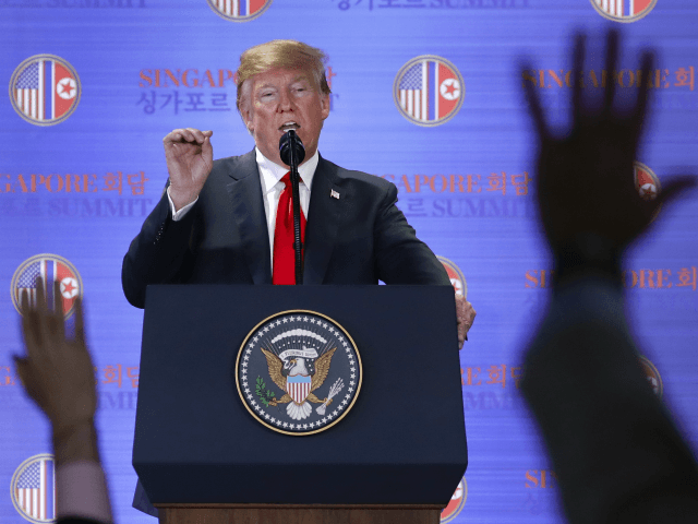 U.S. President Donald Trump answers questions about the summit with North Korea leader Kim