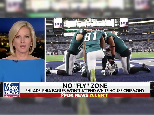 A screenshot of a Fox News segment where the network used photos of Philadelphia Eagles pl