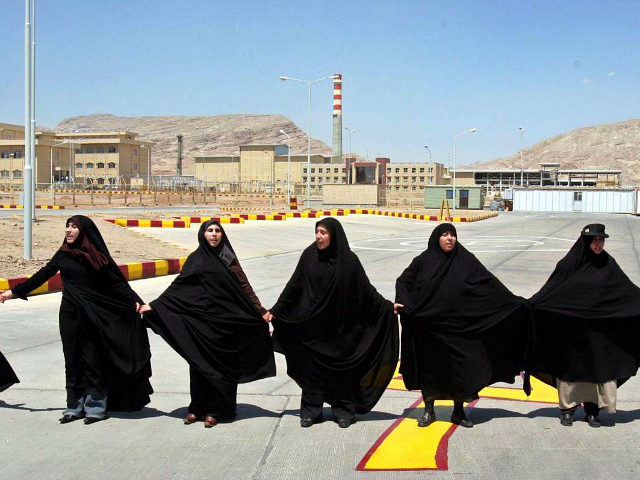 FILE - In this Aug. 16, 2005 file photo, Iranian women form a human chain, at the Isfahan