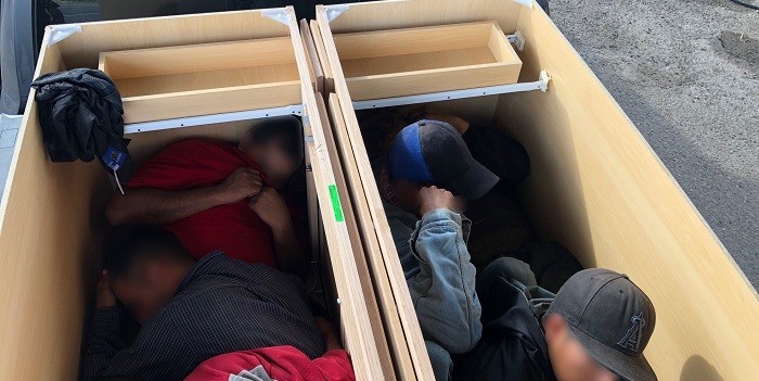 Border Patrol agents find six illegal immigrants packed into cabinets being transported in a hot box truck. (Photo: U.S. Border Patrol/Laredo Sector)