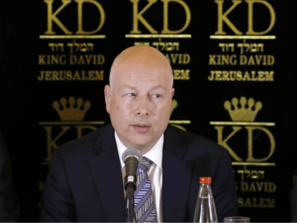 U.S. President Donald Trump's Middle East envoy, Jason Greenblatt, center, Israeli Minister of Regional Cooperation Tzachi Hanegbi, left, and the head of the Palestinian Water Authority, Mazen Ghoneim give a news conference about a water-sharing agreement, in Jerusalem, Thursday, July 13, 2017. Greenblatt announced Thursday that Israel and the Palestinians …