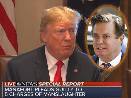 A lower-thirds graphic from ABC News erroneously says Paul Manafort has pleaded guilty to