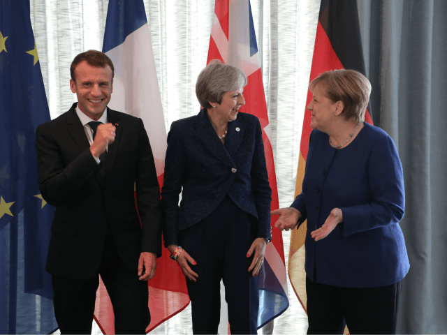 French President Emmanuel Macron, British Prime Minister Theresa May and German Chancellor