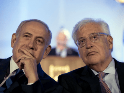 Israeli Prime Minister Benjamin Netanyahu, left and David Friedman, right, the new United States Ambassador to Israel attend a ceremony celebrating the 50th anniversary of the liberation and unification of Jerusalem, in front of the walls of the Old City of Jerusalem, Sunday, May 21, 2017. Israel captured the Old …
