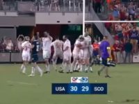 The USA claimed a first rugby win over Scotland with a last-gasp 30-29 victory in Houston on Saturday.