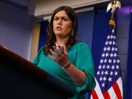 White House press secretary Sarah Sanders speaks during the press briefing at the White Ho