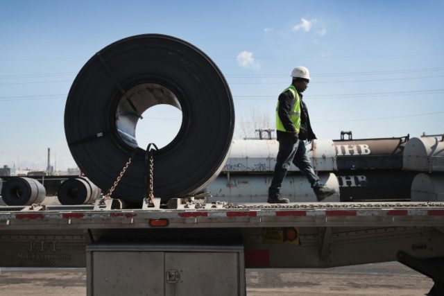 Steel is loaded onto a truck for shipping at the NLMK Indiana steel mill on March 15, 2018 in Portage, Indiana US manufacturing strong in May despite trade fears: ISM