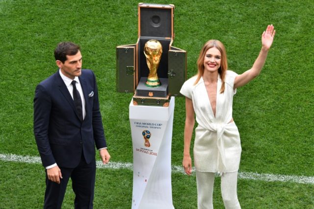 World Cup trophy displayed at Moscow's Luzhniki as ceremony begins
