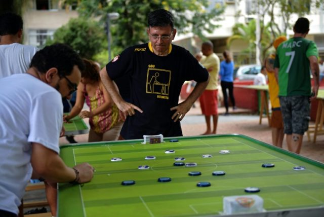 Buttons fly in Brazilian tabletop football game