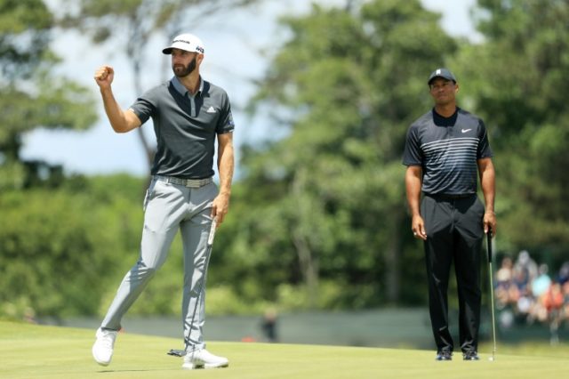 Johnson leads Hoffman at US Open, Woods misses cut