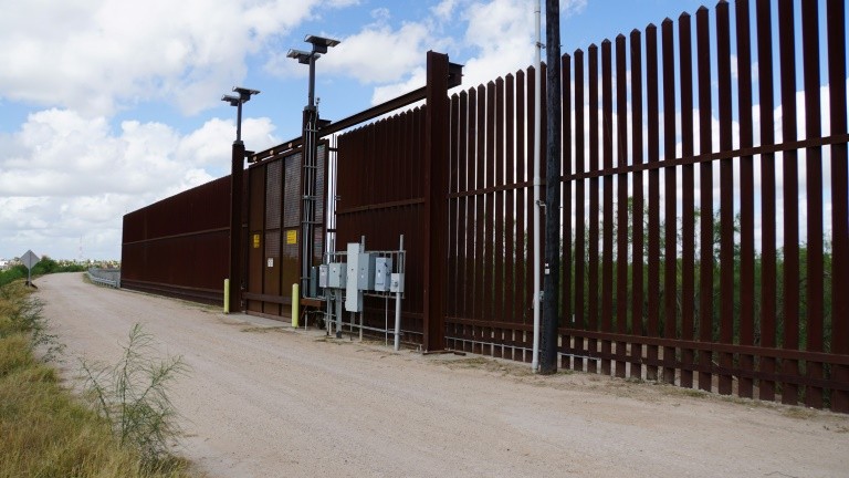 A gate on the US side of the US-Meixcan border fence in McAllen, Texas.