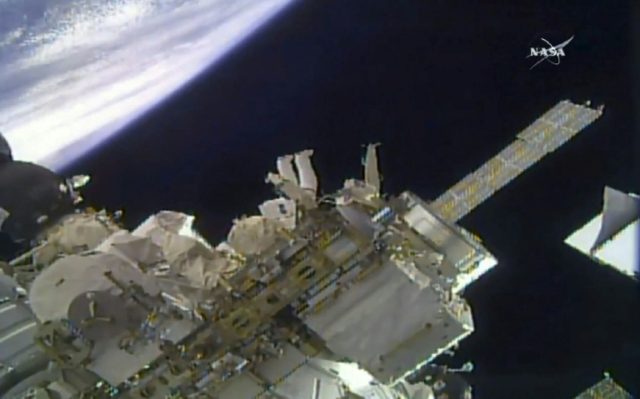 NASA astronauts install high-def cameras during spacewalk