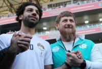 Egypt's star striker Mohamed Salah (L) poses with head of the Chechen Republic Ramzan Kadyrov in Grozny on June 10, 2018