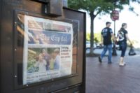 A newspaper stand selling the The Capital in Annapolis, Maryland