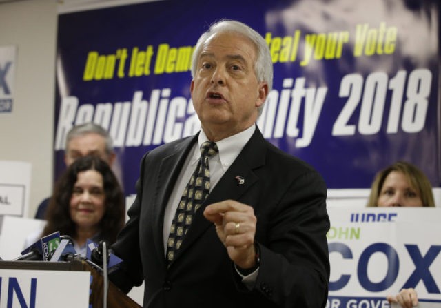 California Primary Governor John Cox In this May 23, 2018, file photo, Republican gubernatorial candidate John Cox address supporters at the Sacramento County Republican Party headquarters in Sacramento, Calif. The heat for California governor is especially intense for Republican Cox and Democrat Antonio Villaraigosa, whom polls show to be in a tough fight for the second of two slots on the general election ballot. Democrat Gavin Newsom is the undisputed front runner and is expected to advance. The primary is Tuesday, June 5, 2018, and more than 1.4 million ballots have already been cast by mail. (AP Photo/Rich Pedroncelli, File) The Associated Press