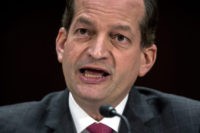 Trump Insurance Across State Lines Alex Acosta In March 14, 2018 file photo, Labor Secretary Alex Acosta speaks during a Senate Committee on Commerce, Science, & Transportation hearing on Capitol Hill in Washington. The Trump administration is preparing to announce a new insurance option for small firms and self employed people that would cost less but could cover fewer benefits than current plans. (AP Photo/Andrew Harnik) The Associated Press