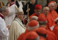 Vatican New Cardinals Pope Francis arrives for a consistory in St. Peter's Basilica at the Vatican, Thursday, June 28, 2018. Pope Francis made 14 new Cardinals during the consistory. (AP Photo/Alessandra Tarantino) Pope to 14 new cardinals: Defend the dignity of the poor