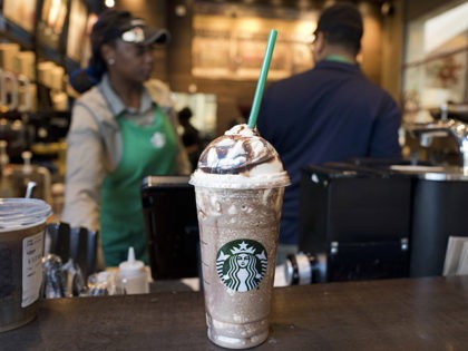 A Venti Mocha Frappuccino is displayed at a Starbucks, Wednesday, June 20, 2018, in New Yo