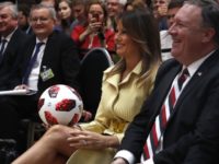 Donald Trump, Vladimir Putin U.S. First Lady Melania Trump holds a soccer ball during a press conference after the meeting of U.S. President Donald Trump and Russian President Vladimir Putin at the Presidential Palace in Helsinki, Finland, Monday, July 16, 2018. AP Photo/Pablo Martinez Monsivais)