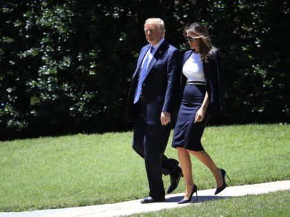 President Donald Trump and first lady Melania Trump, leave the White House in Washington,
