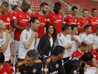 Alona Barkat Alona Barkat, the owner of the soccer team Hapoel Beersheba, is seen among players during an interview at Turner Stadium in Beersheba on May 8, 2018. (AFP PHOTO / MENAHEM KAHANA)
