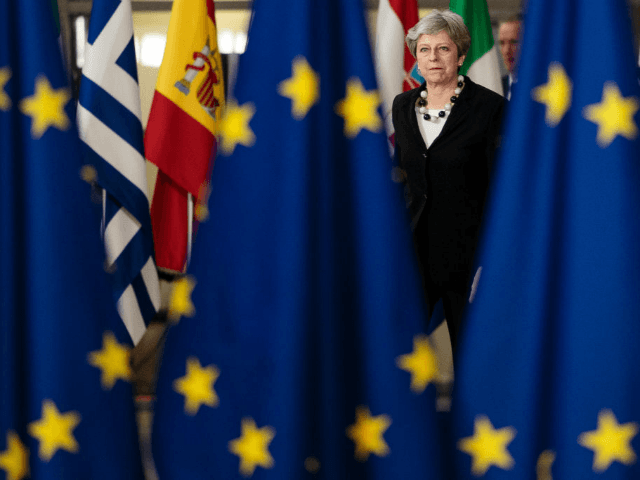 British Prime Minster Theresa May arrives at the Council of the European Union on the fina