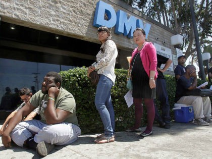The line outside the DMV office in South Los Angeles is long on Tuesday, Aug. 14, 2012. The California Department of Motor Vehicles experienced a statewide computer outage Tuesday morning, disrupting many inoffice services to customers. (Photo by Luis Sinco/Los Angeles Times via Getty Images)