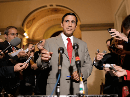 House Oversight and Government Reform Committee Chairman Darrell Issa (R-CA) (L) talks to reporters after meeting with Attorney General Eric Holder in the U.S. Capitol June 19, 2012 in Washington, DC. Issa and Holder did not appear to find any more common ground about the release of documents related to …