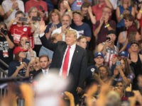 Donald Trump Holds Rally In Duluth, Minnesota DULUTH, MN - JUNE 20: President Donald Trump greets supporters after speaking during a campaign rally at the Amsoil Arena on June 20, 2018 in Duluth Minnesota. Earlier today President Trump signed an executive order to keep undocumented families together as outcry continued to grow over the policy of separating …