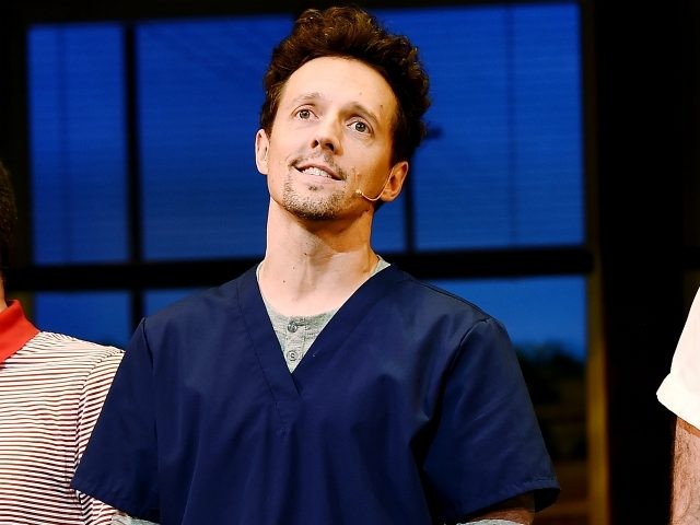 Jason Mraz takes a bow at the curtain call of Broadway's 'Waitress' at The
