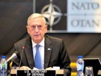 Mattis, NATO U.S. Secretary for Defense Jim Mattis (C) is pictured ahead of a Defense meeting of NATO ministers and partners at NATO headquarters in Brussels on June 8, 2018.