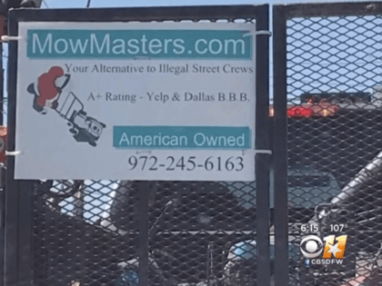 Mowmasters trailer sign - CBS11 Video Screenshot