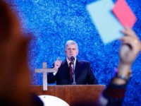 In this Friday, Dec. 8, 2017, file photo, evangelical preacher Franklin Graham speaks in Hanoi, Vietnam. Graham says he is coming to Berkeley, Calif., Friday, June 1, 2018, in peace and in a longshot attempt to sway some voters to support evangelic Christian candidates. The outspoken supporter of President Donald …