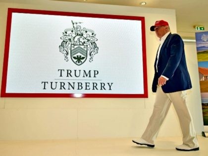 YR, SCOTLAND - JULY 30: Republican Presidential Candidate Donald Trump visits his Scottish golf course Turnberry on July 30, 2015 in Ayr, Scotland. Donald Trump answered questions from the media at a press conference.