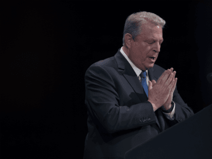 Former Vice President Al Gore gestures as he speaks during an event, Friday, March 9, 2018, in New York. Former Vice President Al Gore and New York Gov. Andrew Cuomo are speaking out against the Trump administration's plans to open up new areas to offshore drilling. (AP Photo/Mary Altaffer)