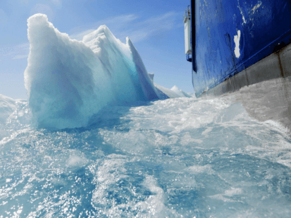 n this July 21, 2017 file photo, broken sea ice emerges from under the hull of the Finnish icebreaker MSV Nordica as it sails through the Victoria Strait while traversing the Arctic's Northwest Passage. After 24 days at sea and a journey spanning more than 10,000 kilometers (6,214 miles), the …