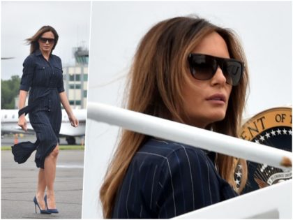 Fashion Notes: Melania Trump is All-American in Ralph Lauren Pinstripes