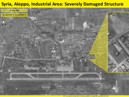 TEL AVIV - Satellite images released by an Israeli company Tuesday showed the destruction of a building in a deadly airstrike said to have been carried out by Israel on a Syrian airfield earlier this week.
