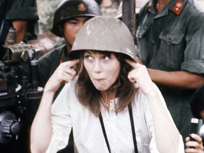 Jane Fonda, visits anti-aircraft gun position near Hanoi, Vietnam, July 1, 1972. (AP Photo)