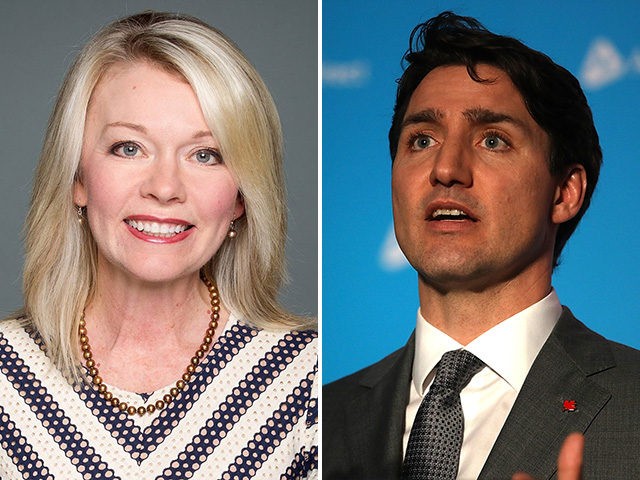 Canadian Member of Parliament Candice Bergen (L) and Prime Minister Justin Trudeau (R).
