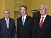 mitch-mcconnell-brett-kavanaugh-mike-pence-71018-AP Senate Majority Leader Mitch McConnell of Ky., left, poses for a photo with Supreme Court nominee Brett Kavanaugh, center, and Vice President Mike Pence, right, as they visit Capitol Hill in Washington, Tuesday, July 10, 2018. Kavanaugh is on Capitol Hill to meet with Republican leaders as the battle begins …
