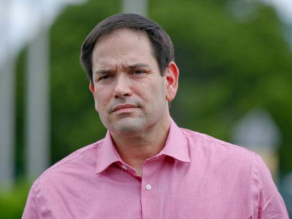 U.S. Sen Marco Rubio speaks during a news conference in front of the Homestead Temporary S